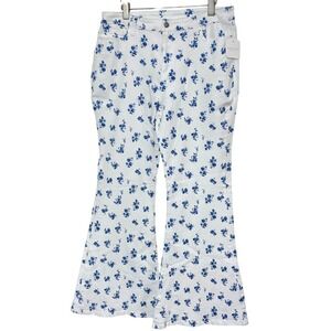 Altard State White &‎ Blue Floral Flared Pants XL NEW